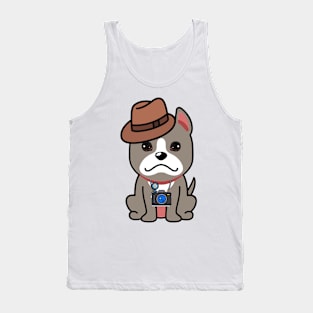 Cute grey dog is holding a camera Tank Top